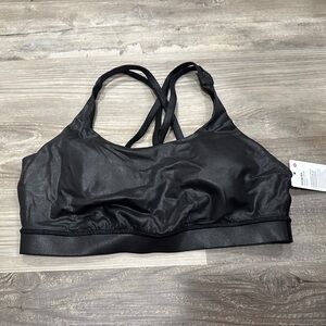 NEW! Lululemon Energy Bra Shine *Medium Support, B–D Cups Matte Black Foil
